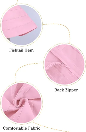Vista 3 de Maketina - Vestido tipo sirena con tirantes delgados y cuello en V para mujer, vestido midi ajustado estilo bandage, ideal para cóctel