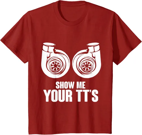 Vista 45 de Funny Show Me Your TT's Twin Turbo Car Racing Camiseta, Negro, S