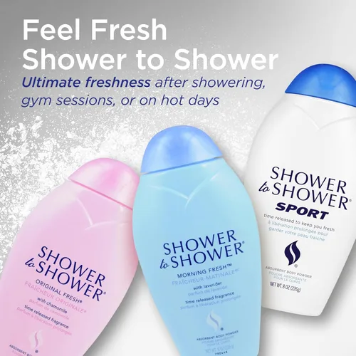 Vista 7 de Shower to Shower Polvo corporal original fresco con manzanilla para hombres y mujeres, sin talco, absorbe el sudor, evita rozaduras y olores, 8