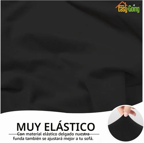 Vista 4 de Easy-Going Funda Elástica de Vellón Extensible para Sofá con Spandex Antideslizante, Protector de Muebles Suave y Lavable sin Brazos con Parte Negro