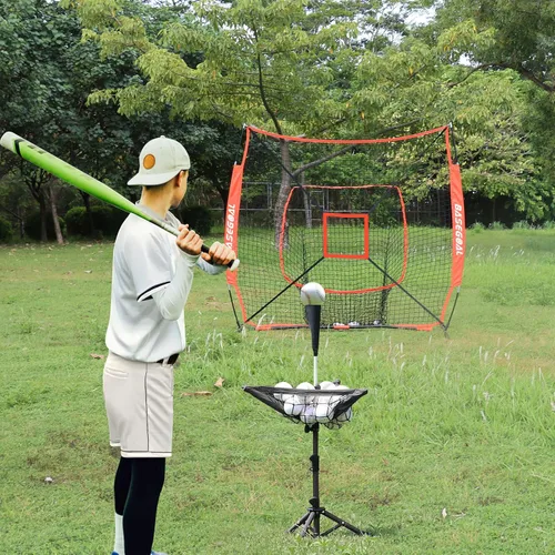 Vista 3 de BaseGoal Baseball Batting Tee with Removable Baseball Caddy for Kids