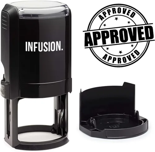 Vista 4 de Infusion 1-5/8" x 1-5/8" Personalizado, Grande, Ronda Autoentintado Logo Sello, Negro