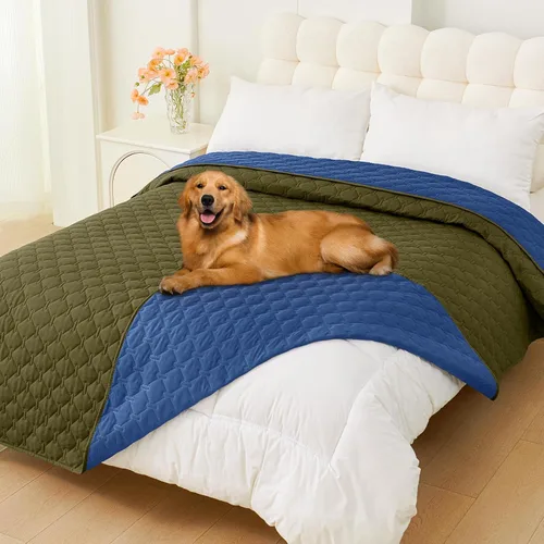Vista 118 de Smiry Funda impermeable para cama de perro, manta reversible para mascotas para sofá Manta suave lavable para perro, funda a prueba de fugas