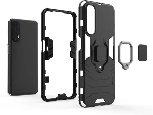 Vista 5 de LuluMain Compatible con Realme7, soporte de anillo de metal a prueba de golpes (funciona con soporte magnético para automóvil), cubierta resistente