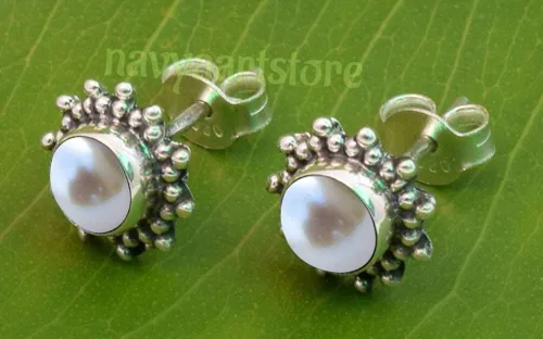 Vista 3 de Gemstone Stud Earring Stud Earrings- Handmade 925 Sterling Silver Stud Earring for Womens and Girl Chritmas Gifts