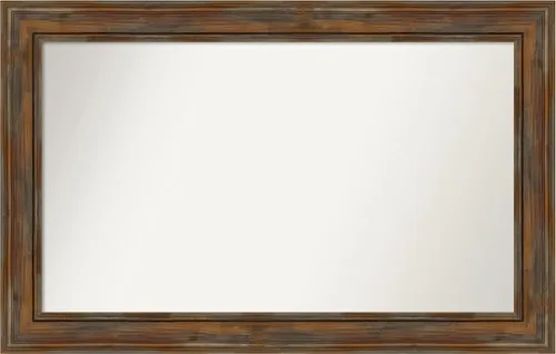 Vista 89 de Amanti Art Espejo de baño marrón para sobre fregadero, 26 x 26 pulgadas, espejo de tocador cuadrado marrón rústico Alexandria, marco de madera