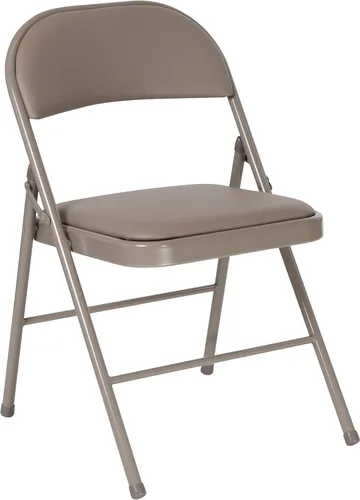 Vista 10 de Flash Furniture Silla plegable de vinilo beige con doble refuerzo de la serie HERCULES