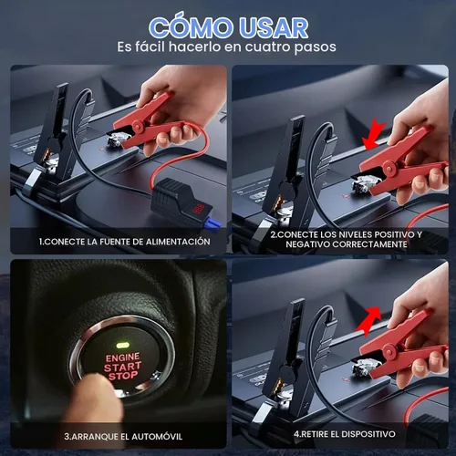 Vista 2 de Pinzas de arranque inteligentes EC5, cables de arranque automotriz de alta resistencia EC5, reemplazo de pinzas de cocodrilo con pantalla LCD