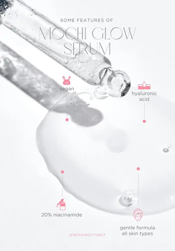 Vista 5 de Mochi Glow - Suero de niacinamida al 20% para cara, suero de piel de alta potencia para apretar los poros con ácido hialurónico y glutatión, suero