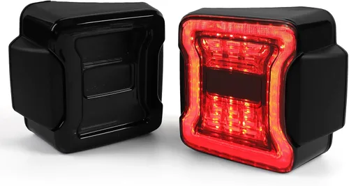 Vista 10 de Luces traseras LED DKMGHT para Jeep Wrangler JK JKU 2007-2018, [Aprobadas por DOT] [Lente ahumada] [Conexión y uso] Ojo del diablo ahumado Gen4