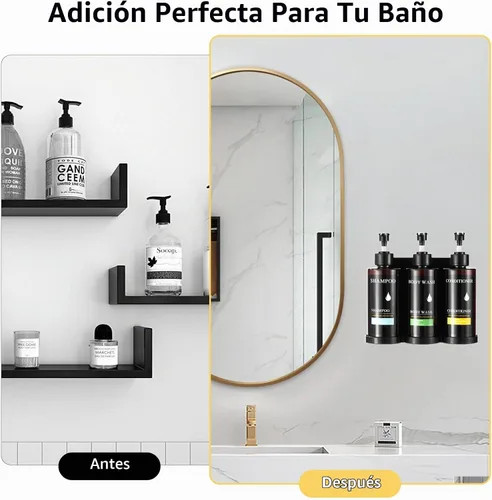 Vista 6 de Pollock Juego de 3 dispensadores de champú y acondicionador, 3 cámaras de 12.85 onzas