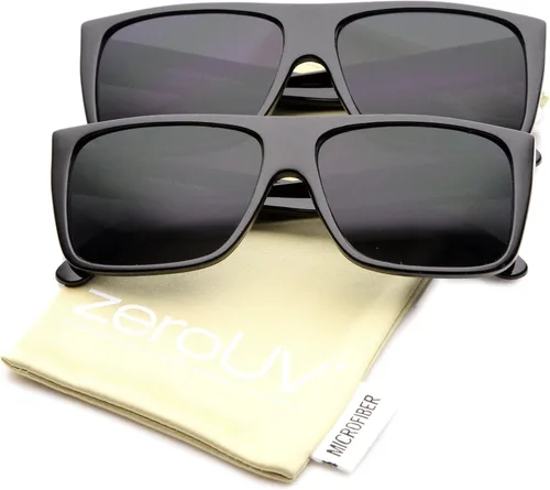 Vista 2 de zeroUV Gafas de sol rectangulares estilo Eazy E estilo retro con parte superior plana, 2.244 in