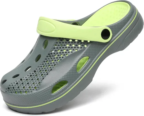 Vista 9 de SOSOWHLTE Zuecos con soporte de arco para hombre y mujer, zapatos de jardín, pantuflas de playa para exteriores con plantilla acolchada extraíble