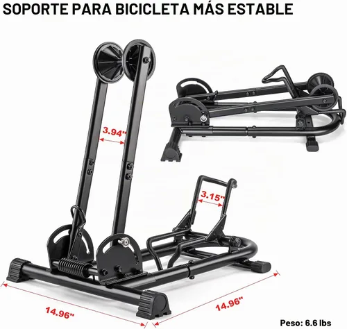 Vista 5 de Soporte de piso para bicicleta de interior, soporte para bicicleta para coche/hogar, almacenamiento de bicicletas, soporte de estacionamiento