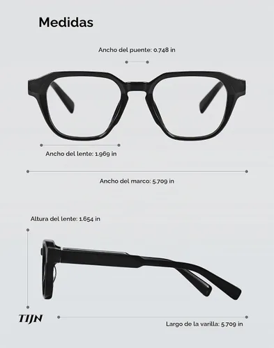 Vista 7 de TIJN Gafas de Bloqueo de Luz Azul para Mujeres y Hombres Marco Rectangular TR90 y Estilo Elegante Preppy Gafas de Pantalla de Computadora Negro