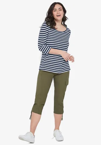 Vista 4 de Ellos Camiseta de manga tres cuartos con cuello redondo para mujer, talla grande