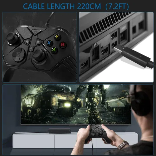 Vista 6 de Miss Home Xbox One - Controlador con cable controlador USB Gamepad Joypad para Xbox OneSXPC Windows 7810 con conector de audio de 0138in botón