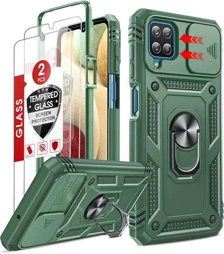 Vista 10 de LeYi Funda compatible con Samsung Galaxy A12: 2 protectores de pantalla para Galaxy A12 con cubierta de cámara deslizante, cubierta de grado militar
