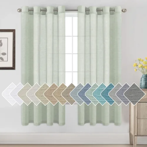Vista 117 de H.VERSAILTEX Cortinas de lino de mezcla natural para sala de estar/cortinas de lino semitransparentes reductoras de luz de 54 pulgadas de largo