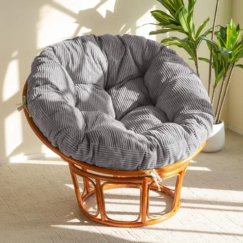 Vista 11 de HIGOGOGO Cojín para silla Papasan con funda de corduroy (sin silla), cojín de apoyo de 48 x 48 pulgadas, cojín para silla acolchado, beige