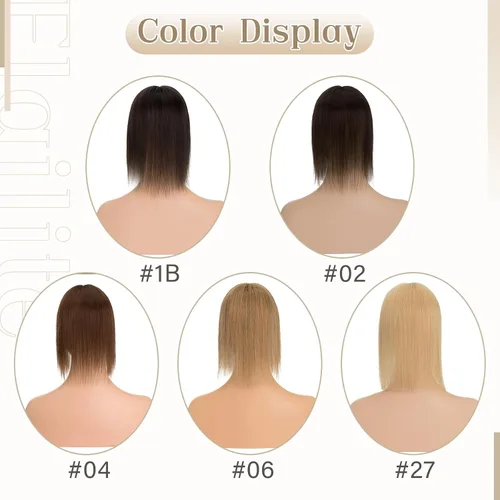 Vista 5 de Elailite Toppers para el cabello para mujer, piezas de cabello humano real para mujeres con cabello delgado, 3.1x3.9 in, base de malla triangular