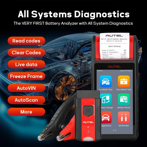 Vista 5 de Autel MaxiBAS BT608 - Probador de batería automotriz (actualización gratuita) y analizador de sistema eléctrico, 6V/12V (100-3000 CCA), conductancia