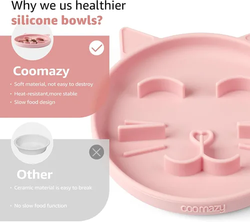 Vista 5 de Coomazy Alimentador lento del rompecabezas del animal doméstico del silicón Rosa