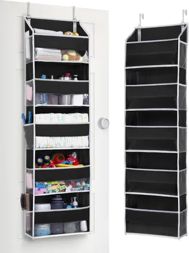 Vista 14 de ULG Organizador para colgar sobre la puerta, 5 niveles extra grande con 10 bolsillos de malla, capacidad de 100 libras, organizador de puerta Beige
