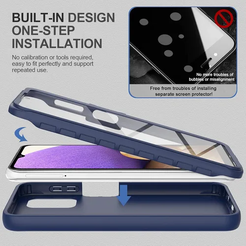 Vista 5 de Funda para Samsung Galaxy A32 5G con protector de pantalla integrado, protección de cuerpo completo a prueba de golpes