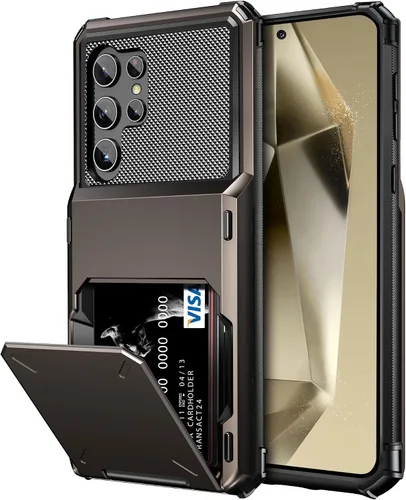 Vista 15 de Vofolen Funda tipo cartera para Samsung Galaxy S24 con soporte para tarjetas, funda protectora de doble capa de 4 tarjetas, resistente a prueba