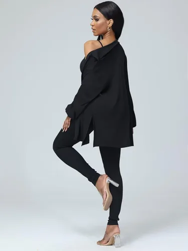Vista 4 de acelyn Conjuntos de 3 piezas para mujer, conjuntos casuales de descanso, ombliguera, cárdigan de entrenamiento, pantalón, traje deportivo