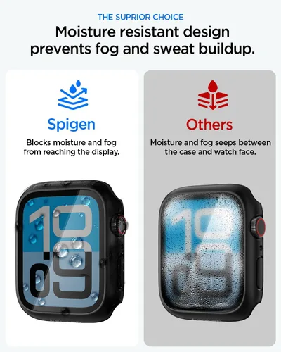 Vista 4 de Spigen Funda impermeable para Apple Watch, ajuste delgado 360 con protector de pantalla de vidrio templado sensible al tacto integrado compatible