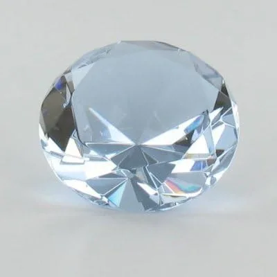 Vista 3 de Cristal de cristal en forma de diamante pisapapeles ámbar (azul claro)