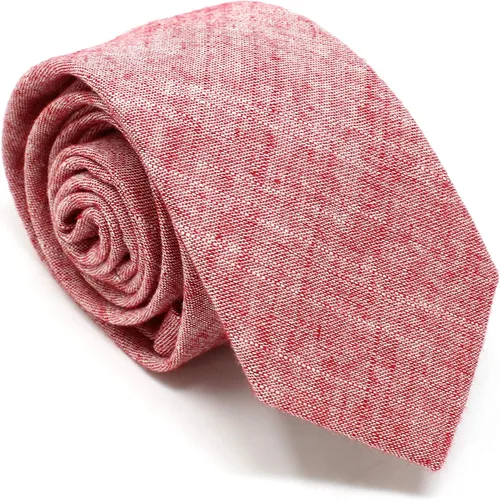 Vista 89 de Corbata delgada de algodón cambray para hombre, estilo desgastado texturizado - 2 1/2 pulgadas de ancho