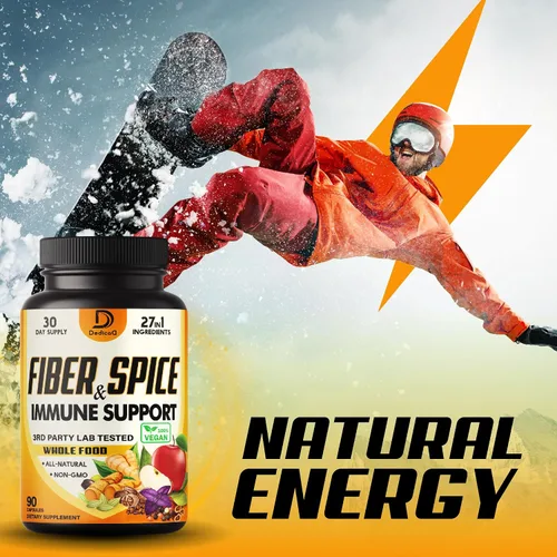 Vista 5 de DEDICAD Suplemento de fibra y especias 27 en 1, combinado con psyllium orgánico, manzana entera, saúco y más - Apoya el estado de ánimo, el cuerpo