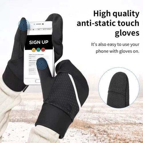 Vista 4 de Guantes convertibles de invierno sin dedos con guante térmico cálido para clima frío cálido polar para hombres y mujeres para fotografía de mensajes