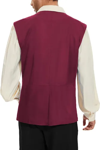 Vista 9 de Zando Chaleco pirata renacentista medieval vikingo para hombre, disfraz de Halloween o cosplay