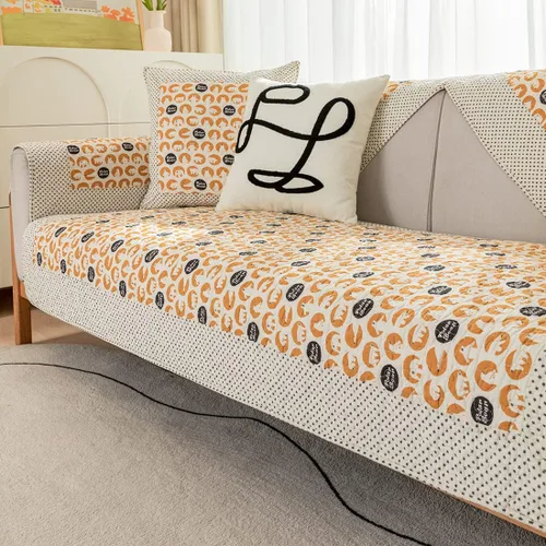 Vista 6 de vctops Funda de sofá de algodón suave con diseño de retazos, estilo granja, antideslizante, acolchada, para sala de estar, lavable, protector