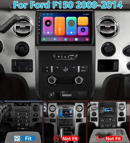 Vista 2 de Plug and Play 4G+64G Android 15 Estéreo de coche para Ford F150 2009-2014, Carplay inalámbrico Android Auto 9 pulgadas QLED 1280 * 800 pantalla