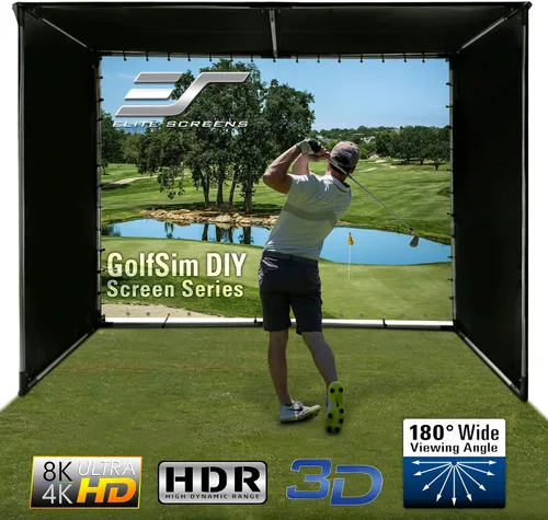 Vista 9 de Elite Screens - Pantalla de impacto de golf de 9.8 x 8 pies con ojales, pantalla de proyección multideporte para simuladores de golf en casa