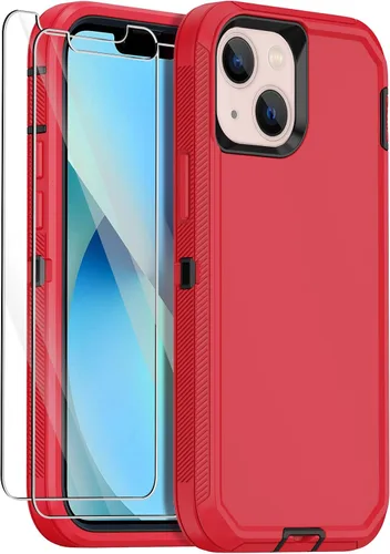 Vista 10 de Funda para iPhone 13 Mini con 2 protectores de pantalla, protección contra caídas a prueba de golpes, cuerpo completo, resistente, 3 capas, militar