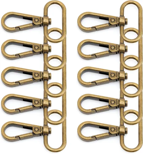 Vista 2 de CRAFTMEMORE Broches de langosta giratorios con gancho a presión, clips de moda, FS10, paquete de 10 (latón antiguo, 1 pulgada)