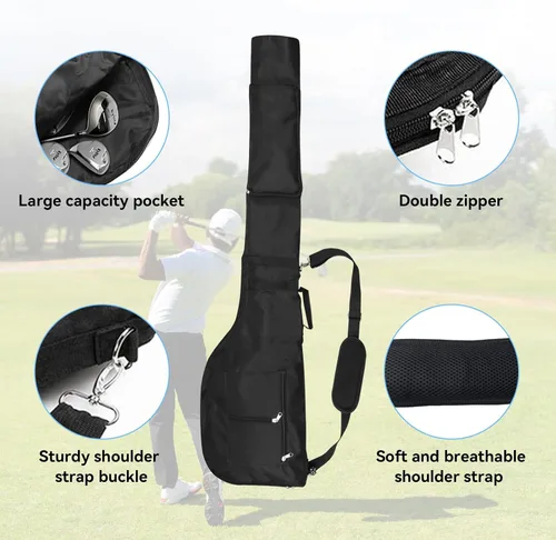 Vista 5 de Moreen - Bolsa de golf ligera, bolsa de golf pequeña plegable e impermeable para hombres/mujeres (negro)
