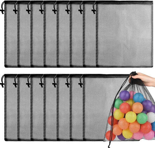 Vista 9 de PLULON Bolsa de malla con cordón, bolsa de almacenamiento de malla con cordón, bolsa de lavandería para gimnasio, nailon para almacenamiento, viajes