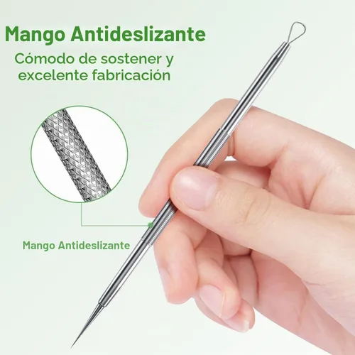Vista 6 de Kit de herramientas para reventar espinillas, herramienta para eliminar puntos negros, 5 piezas, herramienta extractora de puntos negros para cara