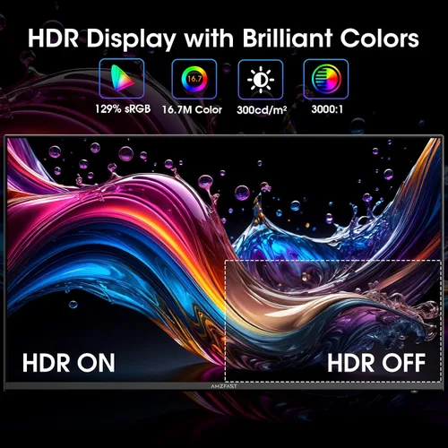 Vista 7 de Amzfast - Monitor de juegos de 24 pulgadas 180Hz 200Hz FHD 1080p, monitor de computadora, sincronización adaptativa de 1 ms, 3000:1, pantalla HDR