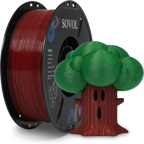 Vista 26 de Sovol Materiales de impresión 3D del filamento 5.74 ft m 2.2 lbs de PETG de Alta precisión, fuerte dureza, tensión de cableado, precisión Verde
