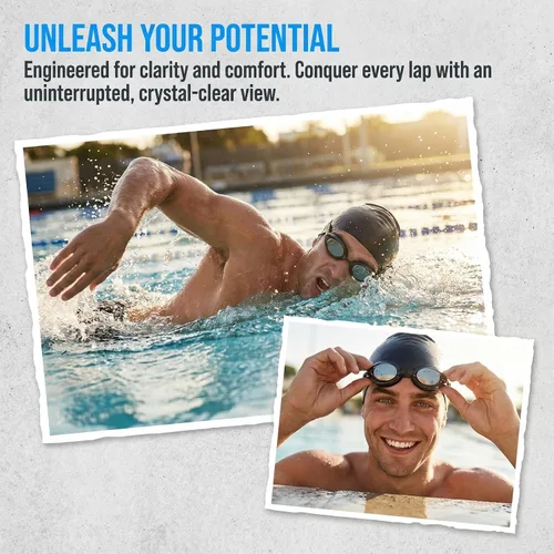 Vista 2 de Gafas de natación de carreras antivaho con protección UV sin fugas para hombres, mujeres, adultos, jóvenes, entrenamiento de competición