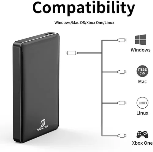Vista 4 de O1-BK - Disco duro externo portátil USB 3.0 de 1 TB (para Windows, MacOS, Xbox, PS)