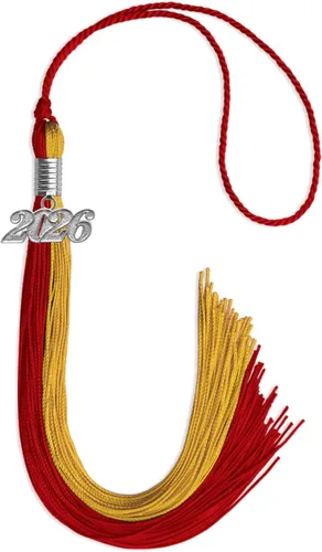 Vista 275 de Endea Graduation Borla de doble color con gota de fecha plateada (negro/oro antiguo, 2025)